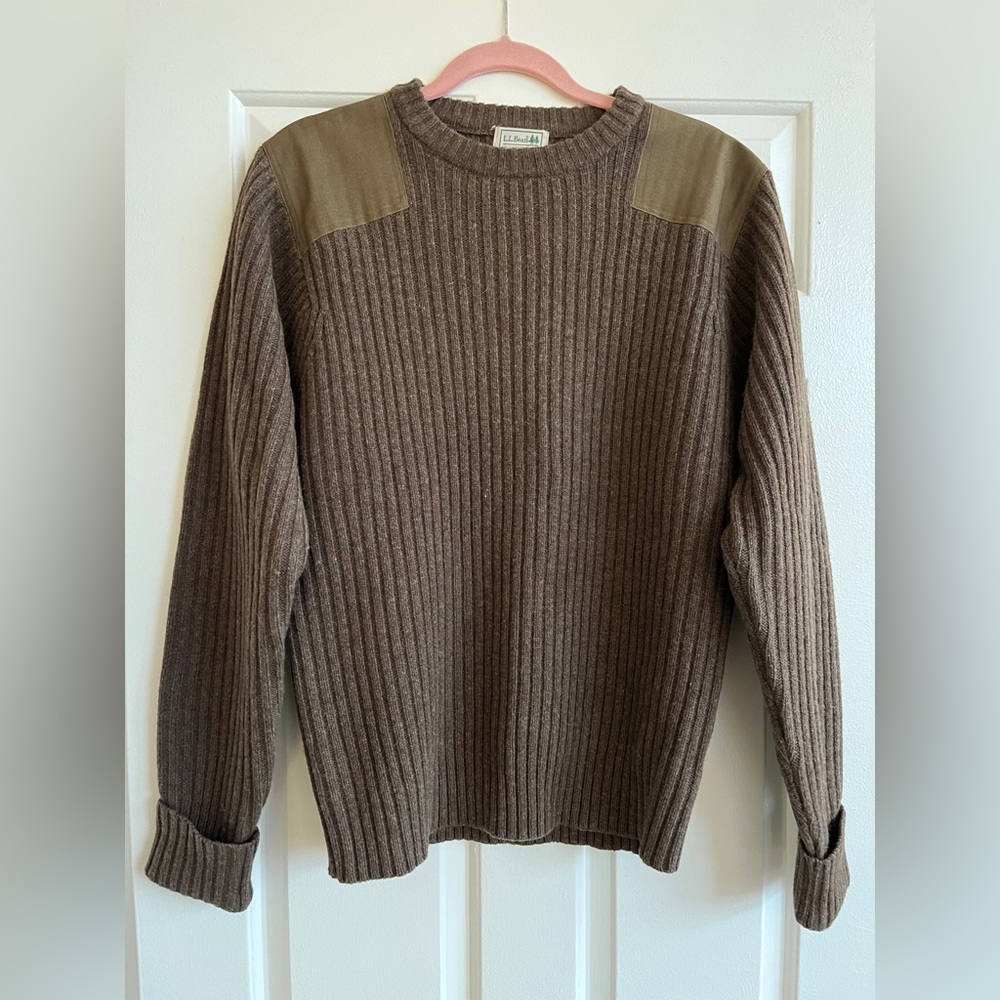 LL Bean Men’s Commando Sweater- Brown- Medium